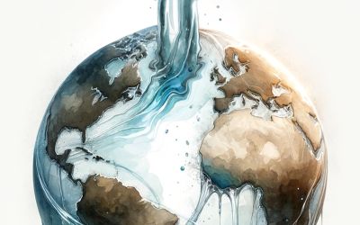 Graphic of water being poured over a globe, illustrating, “I will pour out My Spirit on all flesh” (Acts 2:17). This accompanies the article The Significance of Pentecost and the Book of Joel.